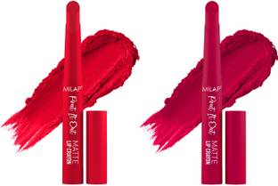 MILAP Pout It Out Lip Crayon Long lasting wear|With Jojoba & Avocado Oil|2 pc|1,12