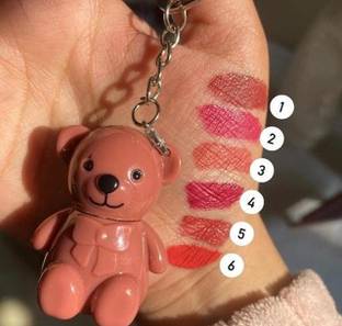 BLUSHIS Long Lasting Liquid Matte Velvet Teddy Bear Keychain Lip Gloss Lipstick 1 Pcs