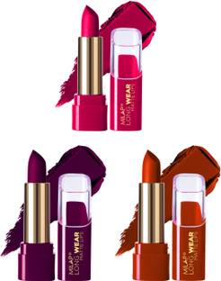 MILAP Long Wear Matte Lipstick Waterproof & Smudge Proof Lipstick Combo Set of 3