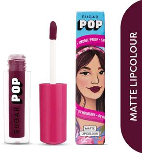 SUGAR POP Matte Lipcolour 09 Mulberry - Super Matte | Lasts 8+ hours | Non-Drying