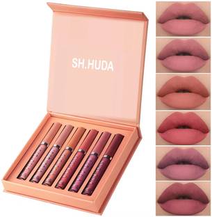 Sh.Huda andaiyan 12Pc Red & Nude Edition Liquid Matte Lip Gloss Lipstick Combo Set 12 pc