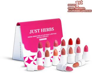 Just Herbs Herb-Enriched Ayurvedic Intense Colour Micro Mini Lipstick Set - 16 Shades