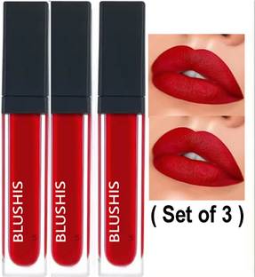 BLUSHIS HD Beauty Non Transfer Liquid Waterproof Matte Lipstick Pack of 3 Shade