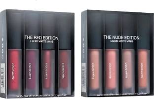 Earthcon WaterProof Liquid Matte Lipstick Combo Pack 4NUDE+4RED Edition