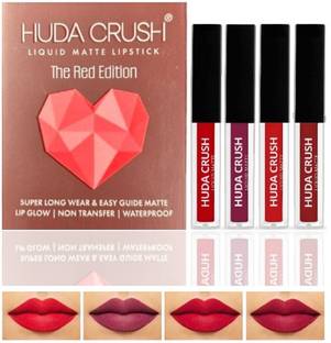 HUDA CRUSH Beauty Liquid Matte Lipstick Mini Set of 4 Daily Use Lipstick Natural Shade