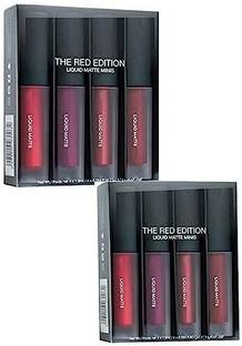INDIANA HUDA Matte Mini Red Edition Lipstick Pack of 8 Long Lasting Creamy Lipgloss,Pigmented