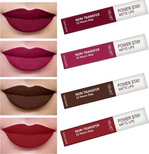 Perpaa Power Stay Liquid Matte Lipstick - Waterproof combo of 4 (Upto12 Hrs Stay)