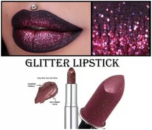 Arcanuy Glitter Lipstick Matte Waterproof Long Lasting Purple Wine
