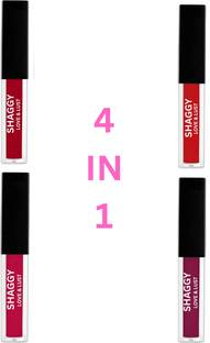 SHAGGY WaterProof Sensational Liquid Matte Red Lipstick Set of 4 (, 30ml)155