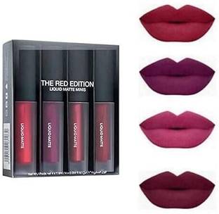 hadleyu Multicolours Matte Liquid Lipsticks Combo Pack of 4 (Multicolour, 12ml)