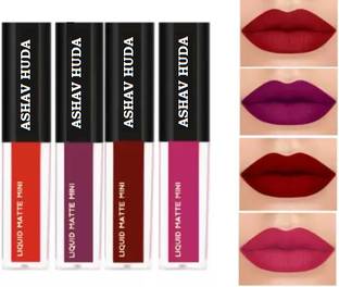 Ashav Huda Beauty Sensational Liquid Matte Mini Lipstick Set of 4 (The Swiss Red Edition)