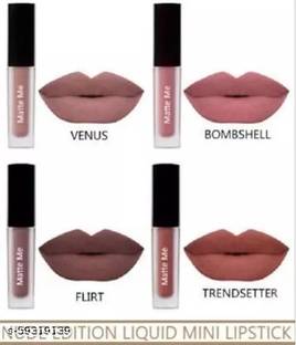 seyblush Beauty Nude Brown Matte Long Lasting Waterproof Liquid Lipstick(Pack of 4)