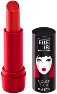 ELLE 18 Color Pops Matte Lipstick, Crazy Red, Moisturising, Infused with Jojoba Oil