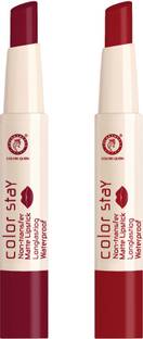 COLORS QUEEN Color Stay Long Lasting Non Transfer Creamy Matte Lipstick Combo Pack of 2