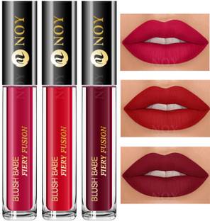 NOY Matte Liquid Lipstick Set Waterproof Cherry Pink, Red, Maroon Smudge-Proof