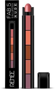 Renee FAB 5 Nude, 5-in-1 Lipstick, Smooth Matte Finish Lips, Non-Drying, Intense Color