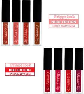 FRIPPE Mini Lipsticks Combo Pack of 8 Liquid Matte Lipstick Set, Nude Edition