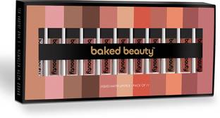 BAKED BEAUTY Matte Finish Mini Liquid Lipstick Combo Pack 11, Non Transfer Waterproof