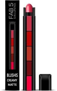 BLUSHIS Fab Beauty 5 in 1 Forever Creamy Matte Lipsticks Red Nude and Pink Edition