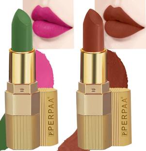 Perpaa Xpression Weightless Matte Waterproof Lipstick Enriched with Vitamin E One Stroke Application -Combo of 2 (5-8 Hrs Stay)