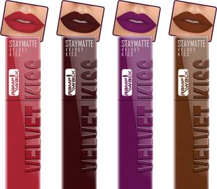 Ramp Walk Velvet Kiss Waterproof & Long-Lasting Liquid Lipstick Combo Pack 4 for Women
