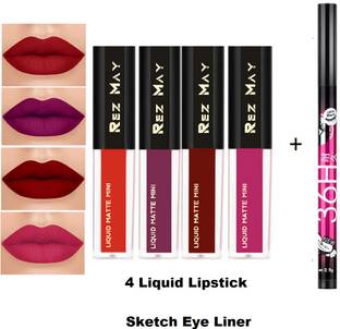rezmay Beauty Promo Pack Sensational Liquid Matte Lipstick Set of 4 + 1 EyeLiner