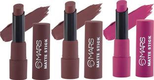 MARS Pack of 3 Trending Color Matte Lipstick All Rounder