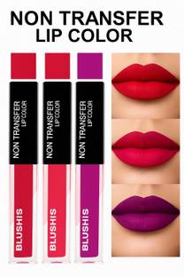 BLUSHIS Long Wear Non Transfer Sensational liquid matte Bold Lip Colour Combo Pack Of 3 Dark Pink ,Magenta And Purple Colour