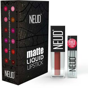 NEUD Matte Liquid Lipstick Jolly Coral with Free Lip Gloss - 1 Pack