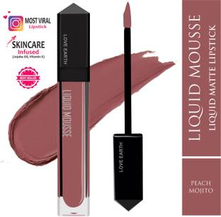 LOVE EARTH Liquid Mousse Lipstick - Peach Mojito Matte Finish, Lasts Up to 12 hours