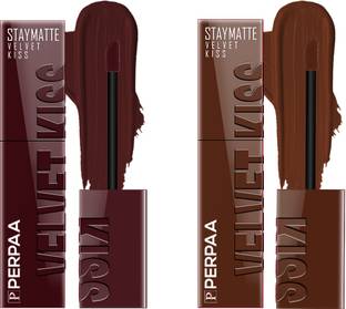 Perpaa Velvet Kiss Combo Pack 2 Waterproof Matte Liquid Lipstick, Long Lasting Formula