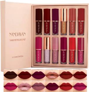 Nandiayan Dark Shades Set of 12 Liquid Matte Lipsticks | Long Lasting Water & Smudge-Proof