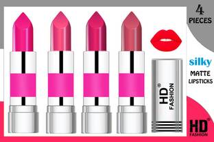 HD Fashion Matte Lipsticks: Vibrant Shades, Long-Lasting, Pack of 4 Lipsticks Combo Set A07