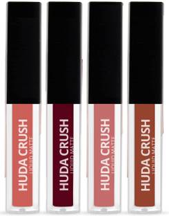 HUDA CRUSH BEAUTY Liquid Matte Mini Lipstick, Set of 4 Lipsticks for Women