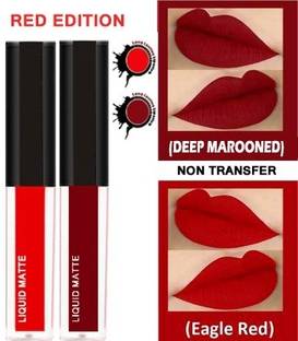FLENGO Non Transfer Professionally Longlasting Liquid Lipstick Combo Set Of 2 pc