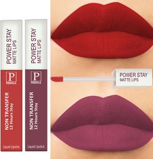Perpaa Power stay Non Transfer & Long lasting Liquid Matte Lipstick Pack of 2