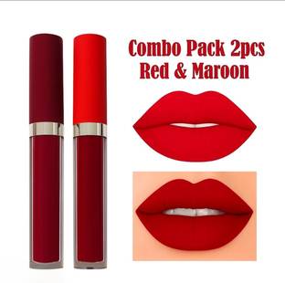 AP-OVENEL COMBO PACK OF RED AND MAROON WATERPROOF MATTE LIPGLOSS LIPSTICK