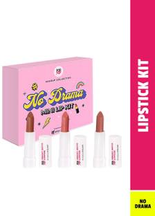 MyGlamm POPxo Makeup Mini Lip Kit - No Drama | Nude Shade - (Set of 3)