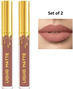 NYN HUDA HD Beauty Liquid Non Transfer Waterproof Matte Lipstick, Shade Nude Pack of 2