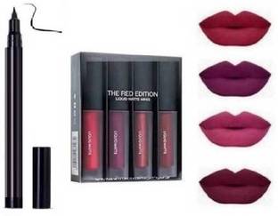klaty 36 H Waterproof Liquid Eyeliner & 4 set Mini Matte Liquid Lipstick Red Edition (2 Items in the set)