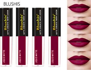 BLUSHIS Non Transfer Liquid Waterproof Matte Liquid Lipstick Pack of 4 Shade Rose