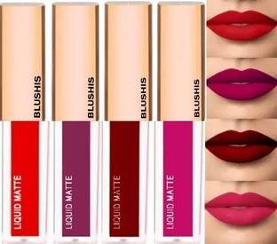 BLUSHIS Super Stay Sensational Waterproof Matte Liquid Lipsticks Combo Pack of 4 pc