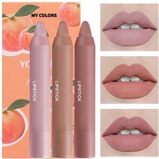 My Colors 3 Colors Smooth Matte Crayon Lipstick Set, Long Lasting Matte Waterproof