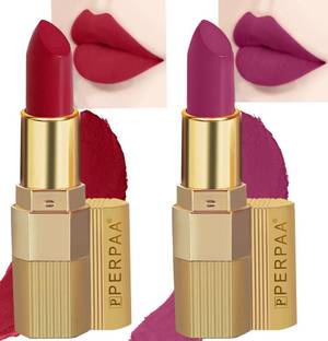 Perpaa Xpression Weightless Matte Waterproof Lipstick Enriched with Vitamin E One Stroke Application -Combo of 2 (5-8 Hrs Stay)