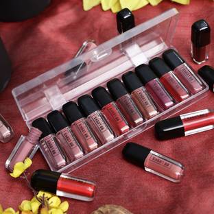 BB LOOKS BEAUTY Matte Mini Waterproof and Long Stay Lipstick Set of 10 Combo