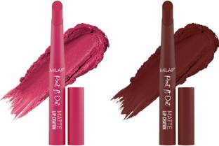 MILAP Pout It Out Lip Crayon Long lasting wear|With Jojoba & Avocado Oil|2 pc|7,14