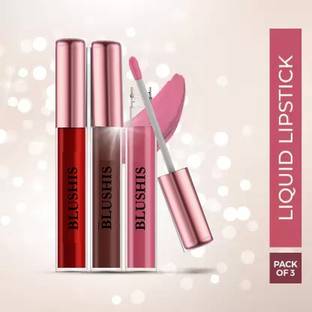 BLUSHIS By Flipkart NonTransfer SmudgeProof Kiss of Love Liquid Lipstick Combo set 3 pc