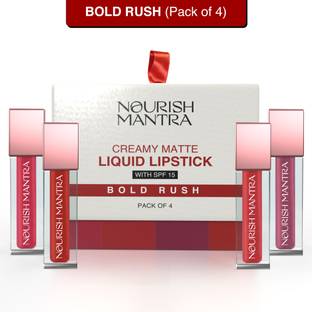 Nourish Mantra Creamy Matte liquid lipstick Set of 4 With SPF 15