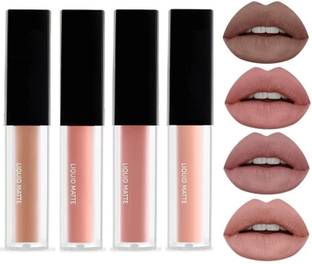 Glamway Cosmetics Original Quality Multicolor Mini Nude Matte Finish Liquid Lipsticks Set of 4