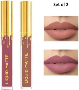 NYN HUDA HD Beauty Liquid Waterproof Matte Lipstick Pack of 2, Shade Nude and Mauve